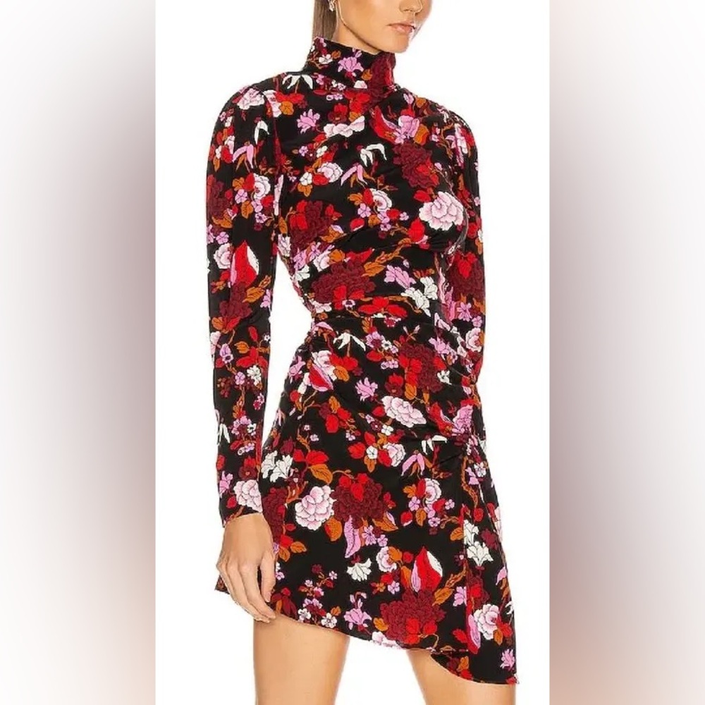 A.L.C. Red and Pink Floral Long Sleeve Dress